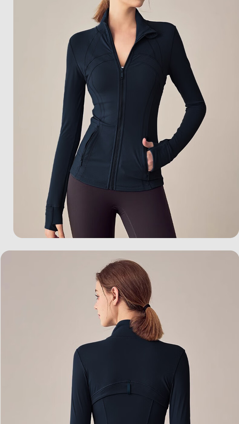 BOPRUIEY Women's Short Jacket, Spring And Summer Yoga Wear, Long-Sleeve Zip-Up Top, Skin-Friendly, Naked Feel, Slim-Fit Sports Coat for Outer Wear 15