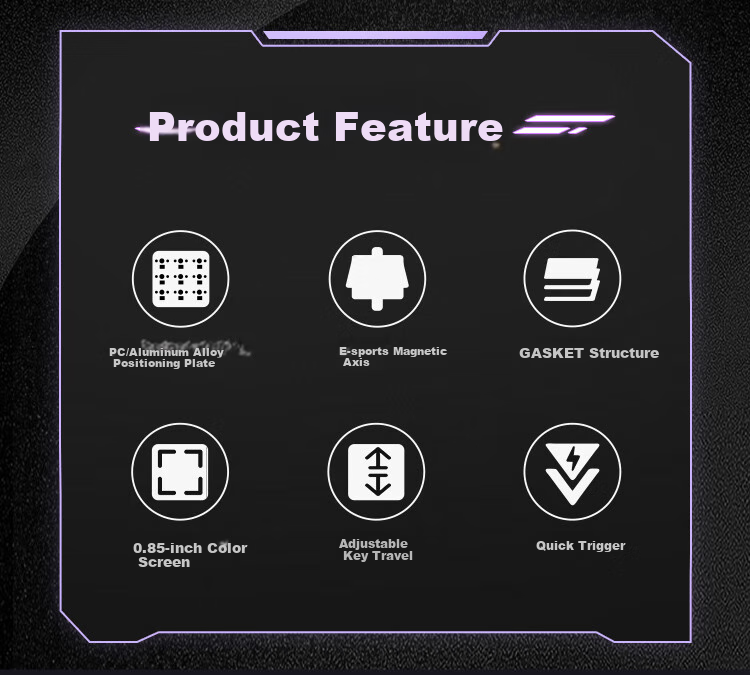 AJAZZ AK820V2 81-Key Magnetic Axis Keyboard Star Flash Dynamic 0.001RT Esports Valorant Gaming Keyboard CNC Metal Knob Side-Engraved Black Ice Island Magnetic Axis 2