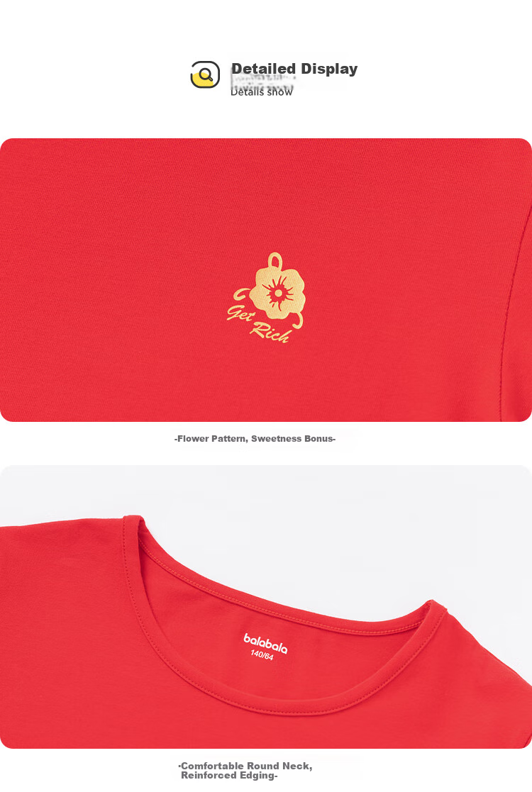 BALABALA Kids Children's Underwear Set Girls 2026 New Spring Autumn Red Zodiac Year Pajamas New Year Collection 11