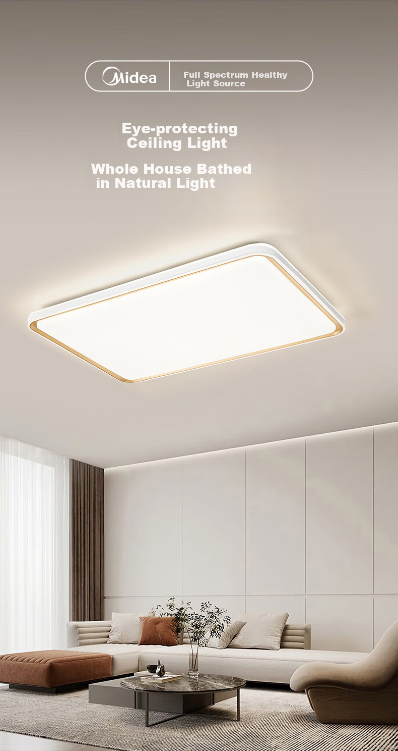 Midea LED Ceiling Light for Living Room, Bedroom, Dining Room, Eye Protection, Smart Control Dimming Fixture, 140W Flowing Gold N1, Installation Included 2