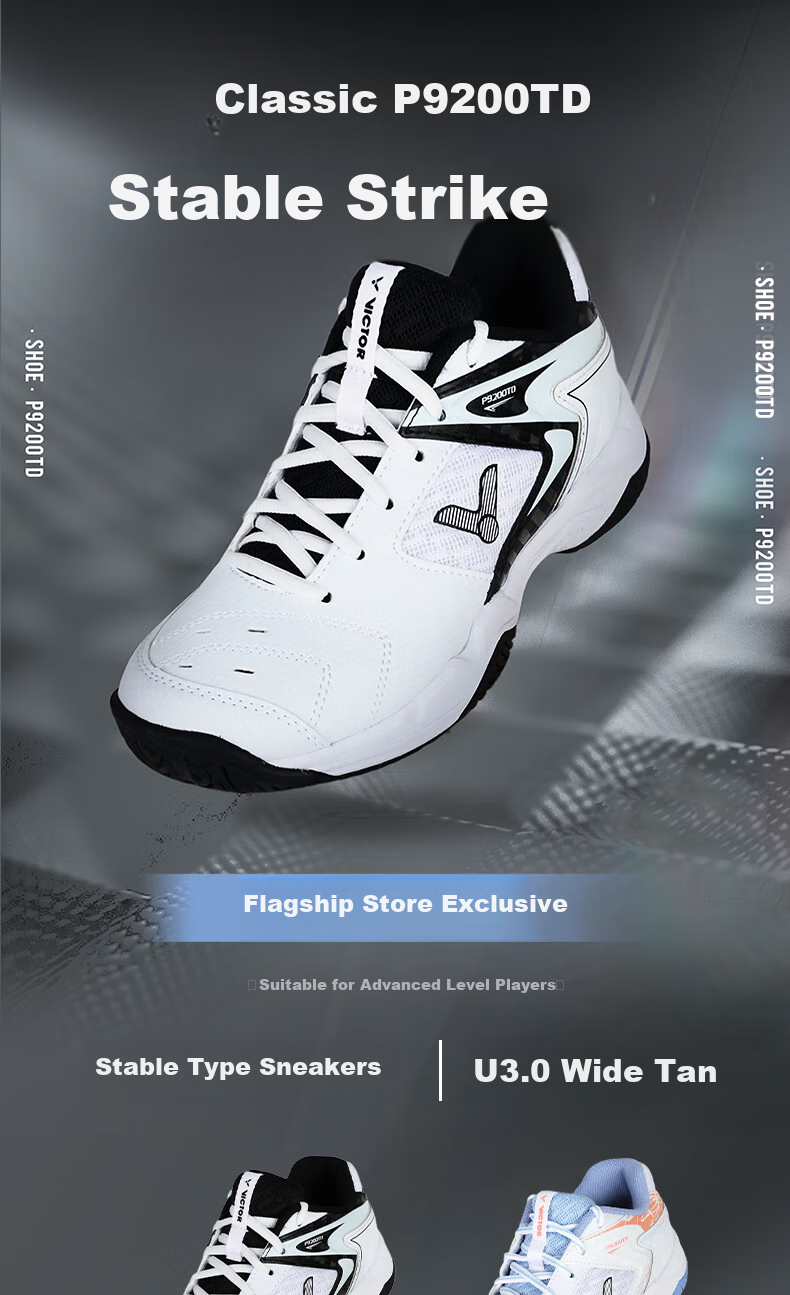 VICTOR Self-Operated Flagship Store Badminton Shoes for Men And Women, Advanced Shock-Absorbing Breathable Stable Sports Shoes Wide Width P9200TD 1