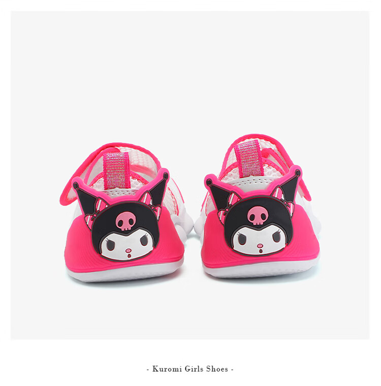 HELLOKITTY Girls' Sports Shoes, Summer Mesh Shoes, Kuromi Children's Soft-Soled Breathable Walking Shoes, 6807 Pink And White, Size 28 8