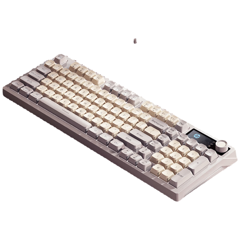 HP K500F Mechanical Feel Wired Keyboard, Quiet Multifunctional Knob Office Gaming Desktop Laptop Universal, Gray And White Color