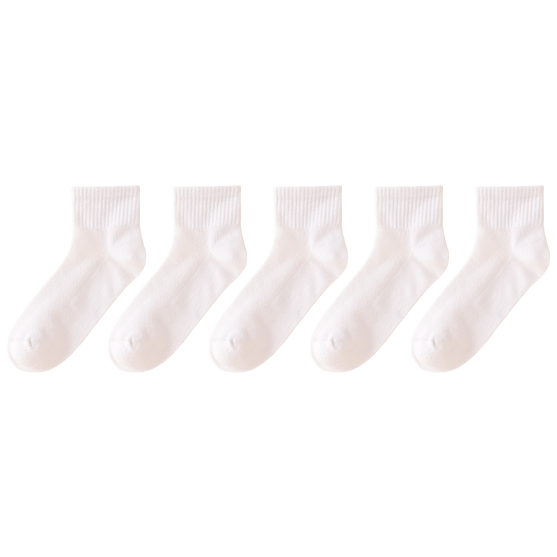 Hodo Children's Socks for Boys And Girls, Black And White Cotton Socks, Student Socks, Sports Mesh Socks, Mid-Calf Cool Socks W5021 Set Two 22-24