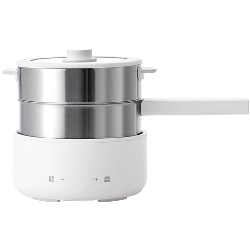 Olayks Instant Detachable Electric Cooker, 2.5L Stainless Steel Small Electric Pot, Multi-Functional Cooker for 1-2 People, Dormitory Use, Noodle Pot, Frying Pan, Boiling Pot, Steaming Pot, Stewing Pot, Electric Hot Pot, Non-Coated Electric Wok