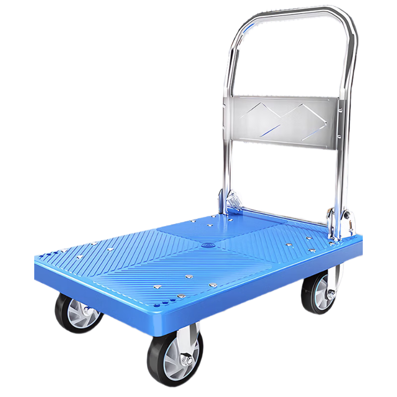 Adiya Folding Hand Truck, Small Cart 90x60cm, Capacity 700 Jin, Push Cart, Hand-Pulled Trolley, Blue