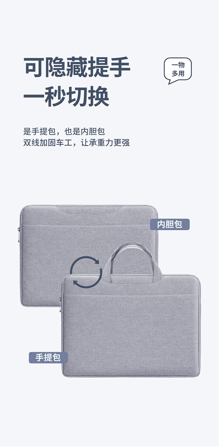 JPLAYER Laptop Bag, Handbag Inner Lining, Suitable for Apple, Xiaomi, Lenovo, Huawei, 14-Inch MacBook Air, Large Capacity, Slim Business Briefcase, Black 1