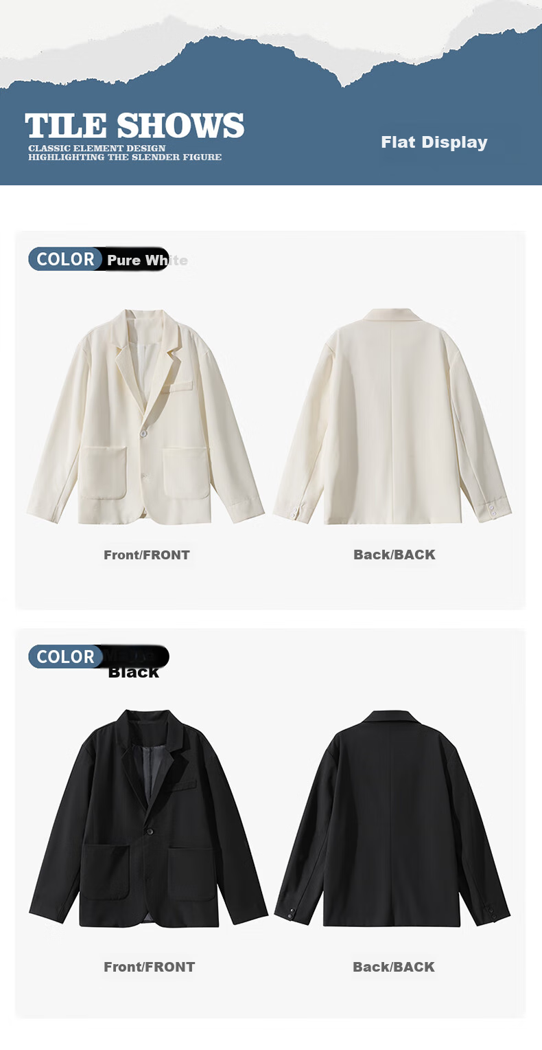 MMOPTOP Advanced Feel Suit Jacket for Men, Spring And Autumn Season, Couple's Solid Color Loose Casual Blazer, 2516 Matte Black XL 6