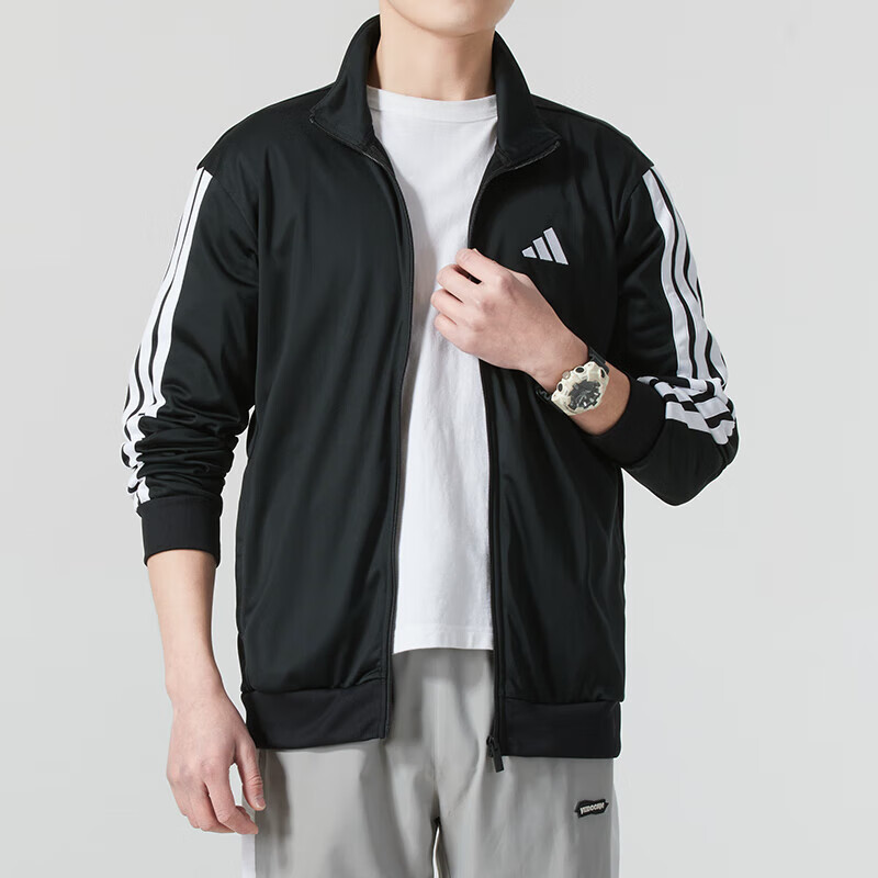 Adidas Sportswear Fitness Training Running Exercise Casual Wear Knitted Jacket Top JI8816 Black L 2