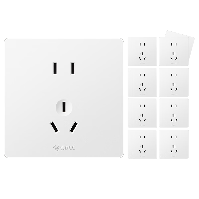 BULL Socket G12 Bulk Pack, 10A Five-Hole Socket, Cream Style G12Z223S, Snow White, Pack of Te