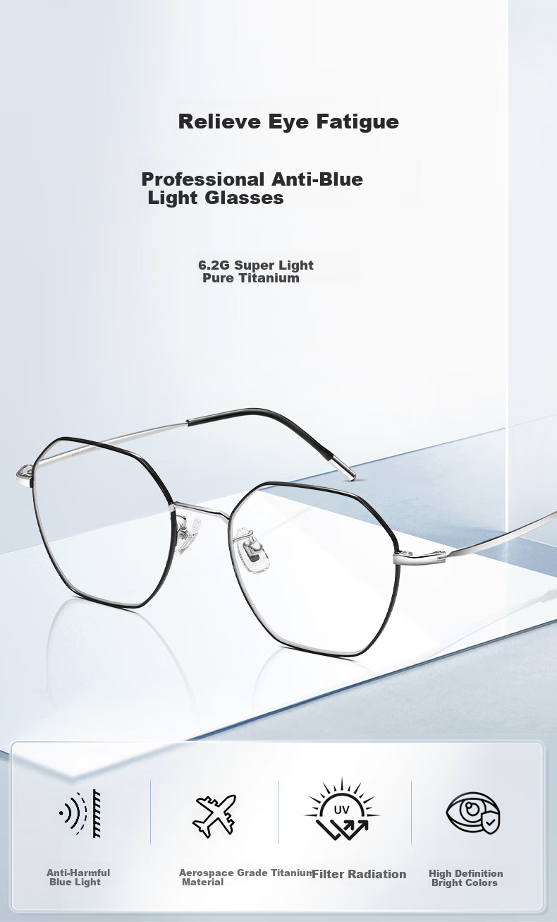 LOHO Blue Light Blocking Glasses Full Titanium Frame for Men And Women Students Fashionable Non-Prescription Eyeglasses Frame LH0089003 Rose Gold 1