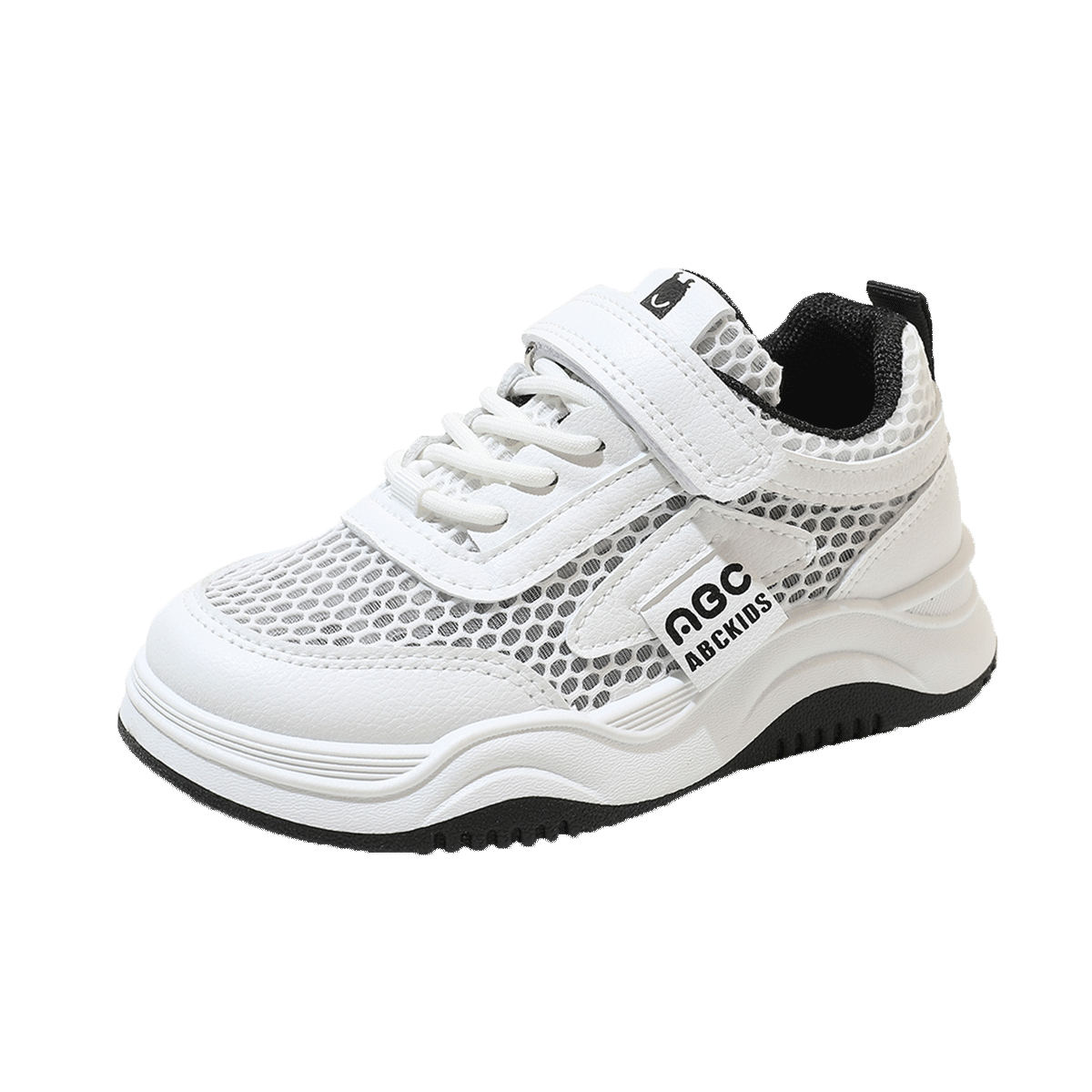 ABC KIDS [Best-Seller Recommendation] Summer Children's Mesh Panel Shoes Breathable White Sneakers Boys Girls Sports Shoes White/black Size 35