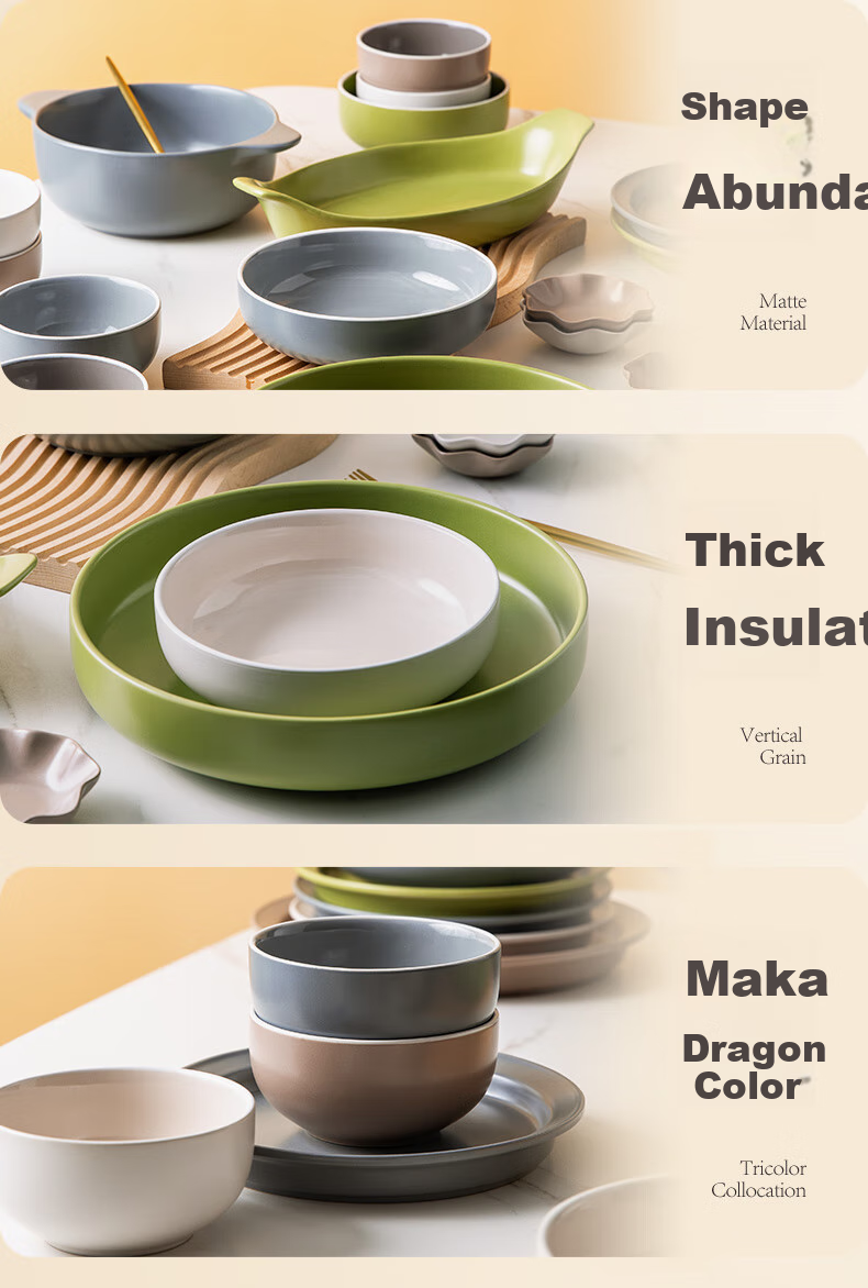 IJARL Ceramic Bowl Tableware Set, Nordic Style Plates, Spoons, Bowls, Chopsticks, Housewarming Gift Box Set, Manhattan 46-Piece Set 4