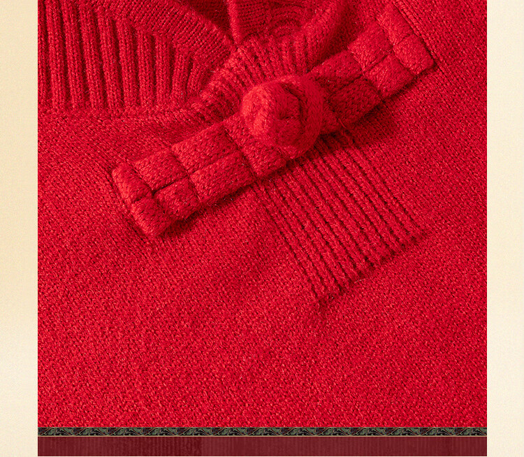 Baleno Girls Red Sweater Chinese New Year Traditional Knot Button Knitwear Stylish Kids Holiday Pullover 3