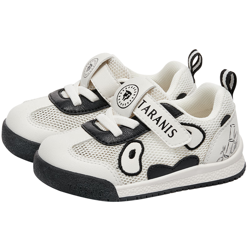 TARANIS Spring And Summer Children's Shoes, Boys And Girls Toddler Walking Shoes, Soft-Soled Functional Shoes, Baby Breathable Loafers, White/black, Size 21