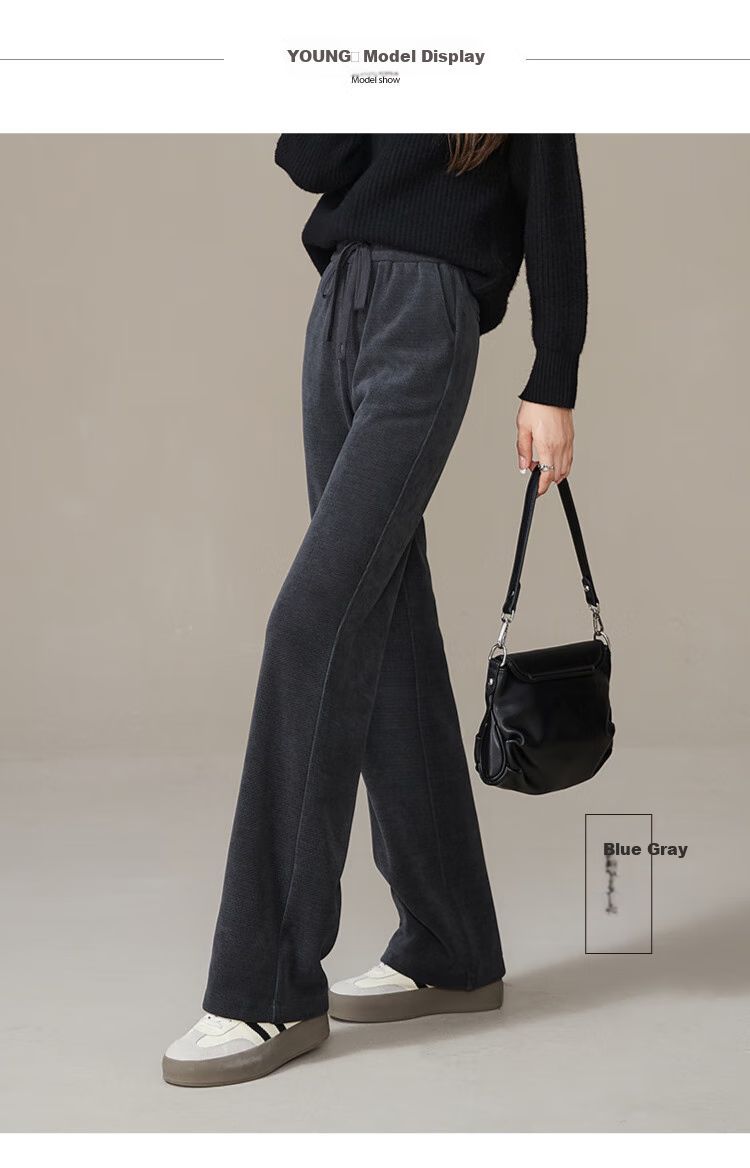 ESE-Y Fleece-Lined Slim Straight Pants for Women, High-Waisted Slimming Autumn And Winter Thick Long Trousers, Black, Size 26 (One Chi Nine) 10