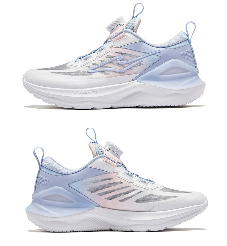 ERKE Children's Shoes, Boys And Girls Casual Shoes, Kids' Rotary Buckle Shock-Absorbing Lightweight Running Shoes, Pink/ERKE White, Size 39 47