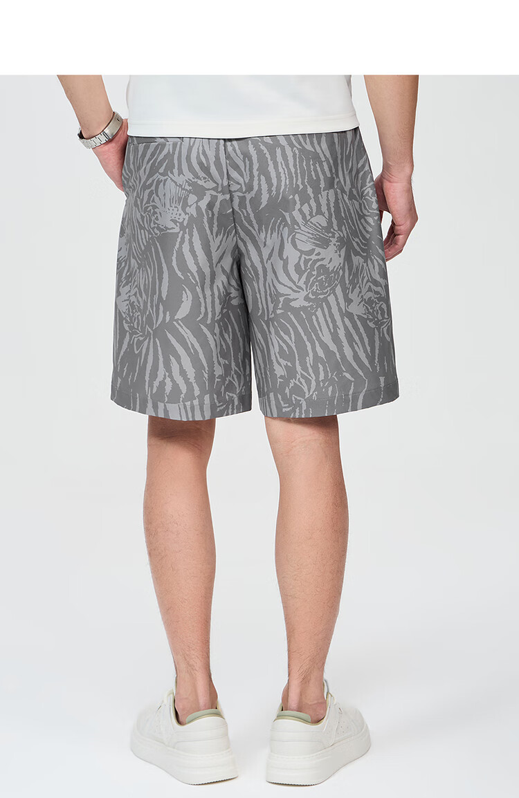 DANCING WOLVES [Tiger Pattern All Over] Summer Trendy Versatile Loose Men's Casual Shorts, 001 Black, Size 35 6
