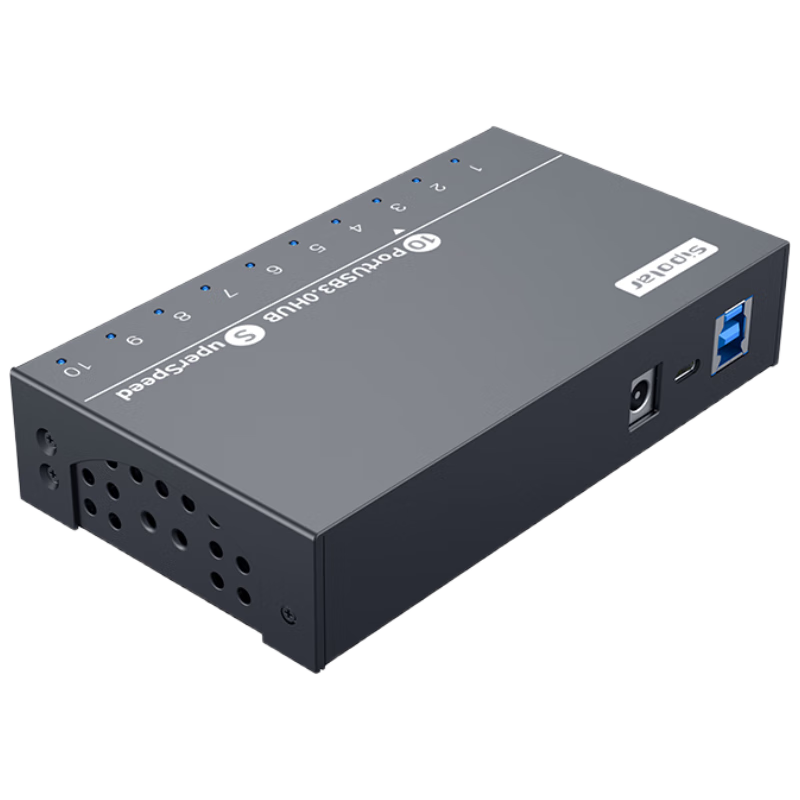 SIPOLAR 10-Port Expansion Dock USB3.0 Hub with 60W Fast Charging, Industrial-Grade Splitter A-103 (3 Meters) HUB for Phone Mass Control, Hard Drive Batch Processing Single Port 5V/1A