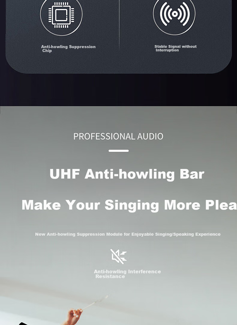 HYUNDAI HD01 Wireless Microphone, U-Band Wireless Handheld Two-Channel, Specially Designed for KTV, Wedding, And Stage Performances 3
