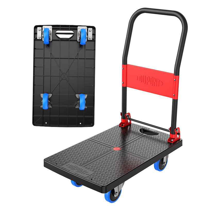 DU PONT Folding Flatbed Hand Truck Cart 66*40cm Load Capacity 300kg for Delivery and Home Use