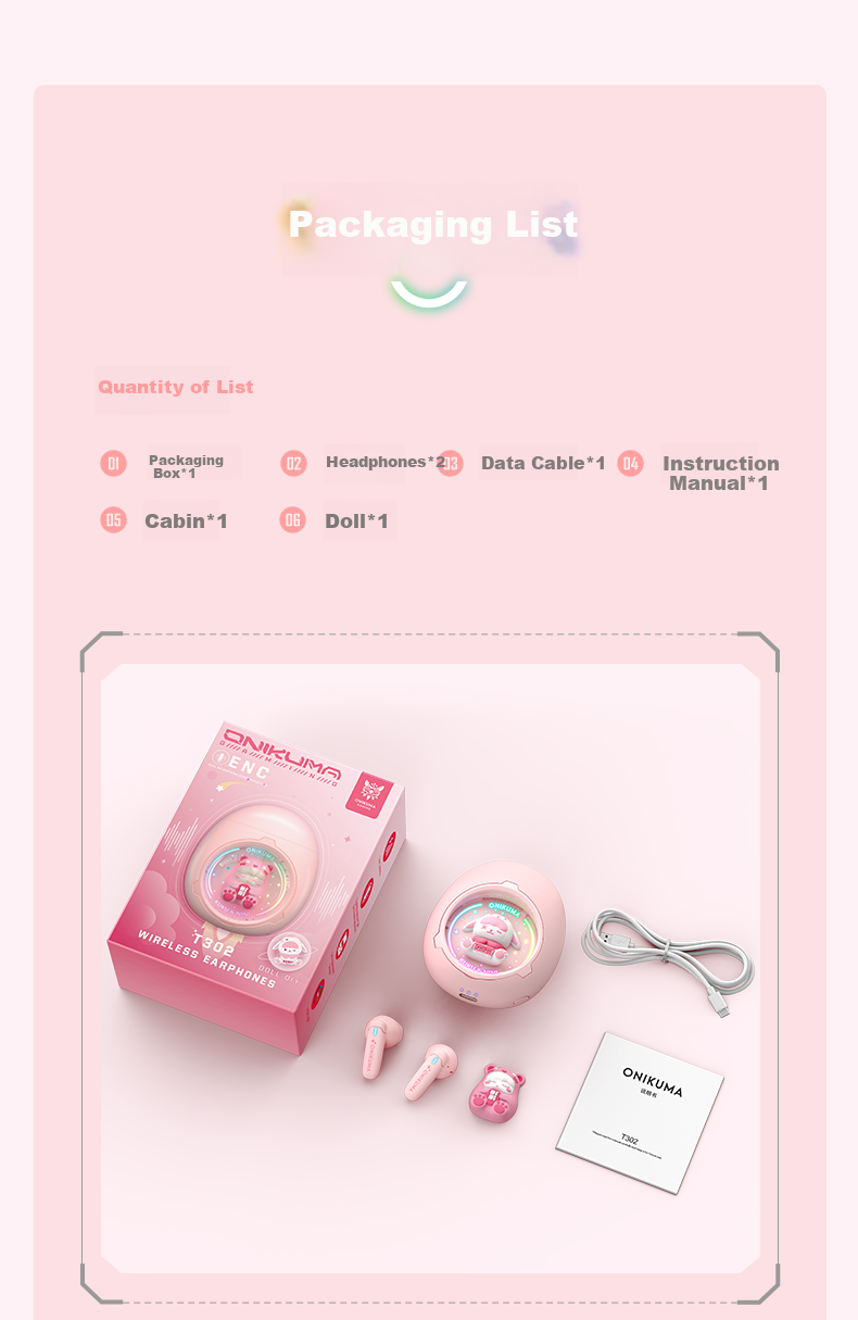 ONIKUMA True Wireless Bluetooth Earphones, Semi In-Ear Style, Cute for Women, Music, Sports And Gaming Headphones, Noise Reduction, Low Latency, Long Battery Life, Suitable for Apple And Huawei, Birthday Gift for Girlfriend 21