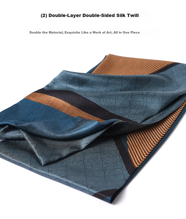 Hangsilu Men's Silk Scarf, Casual Business Style, 16 Meters Long, Double-Layer High-Quality, Birthday Gift, Holiday Present for Dad, Husband, Elders 3