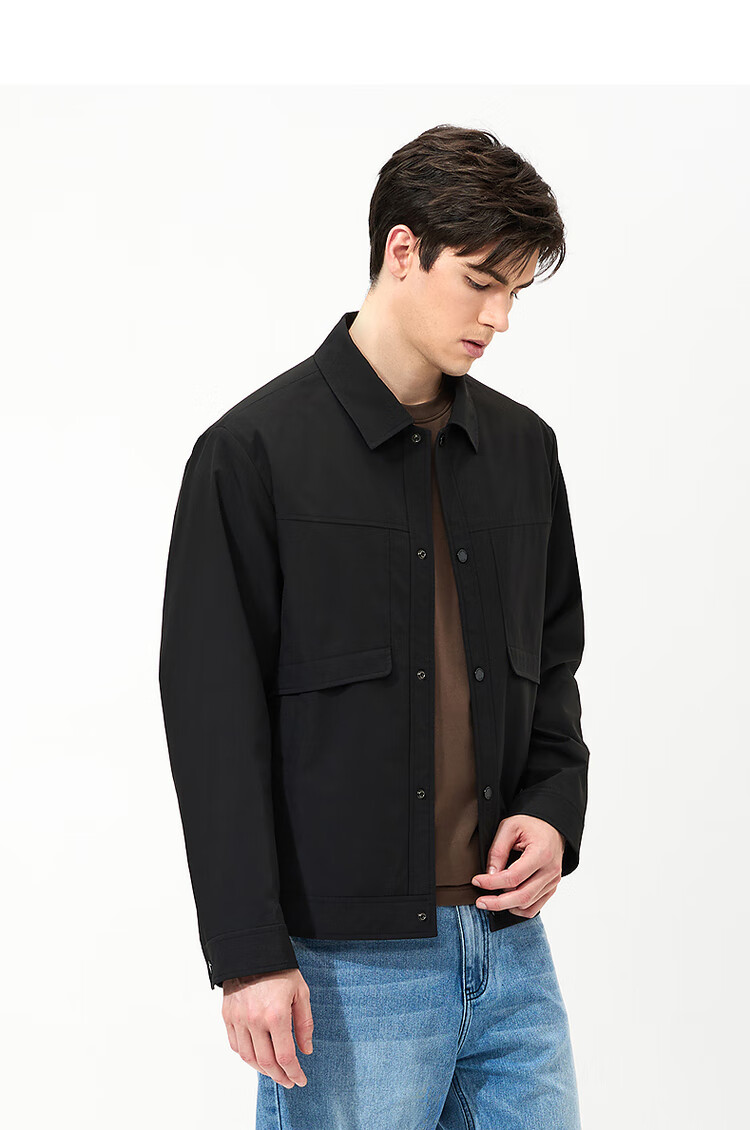 DANCING WOLVES [Fine Check Pattern] Lapel Jacket with Split Design, Trendy Casual Jacket for Men, 001 Black, 2XL (185cm) 5