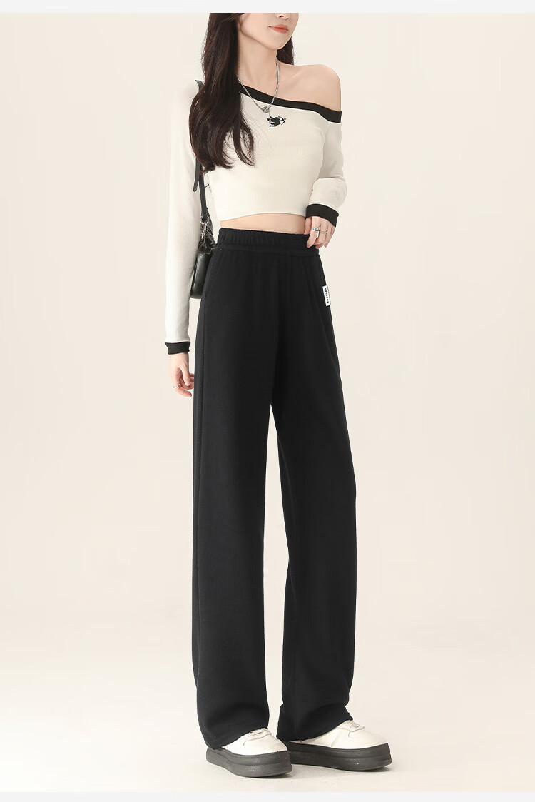Yipintiancheng Casual Knit Wide-Leg Pants for Women, Spring And Summer 2025, Loose-Fitting, Slimming, Draping Long Trousers, Versatile Comfortable Casual Pants for Wome 5