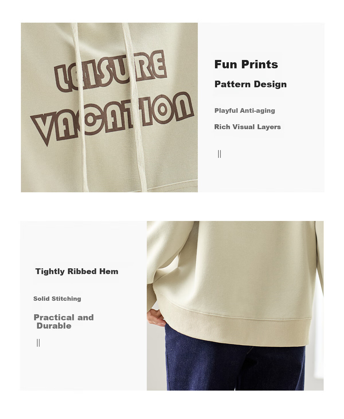 Chushen Spring And Autumn Women's Hoodie, Wilderness Maillard Hooded Drawstring Letter Print Casual Long-Sleeve Top S143W1007 5