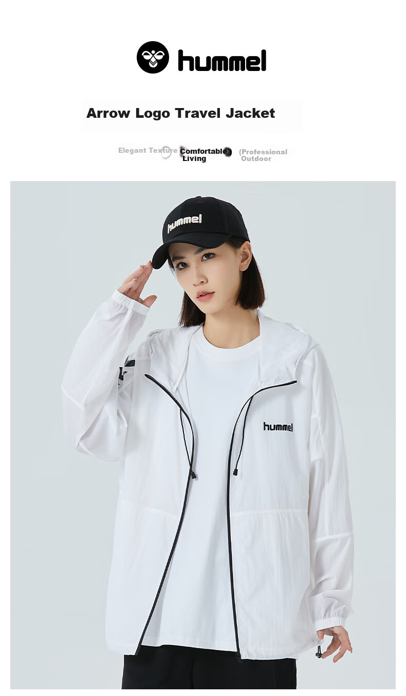 Hummel Spring And Summer Lightweight Jacket for Men And Women, Couple's Matching Hooded Sun Protection Clothing, Casual Outdoor Jacket, White, Size S 1
