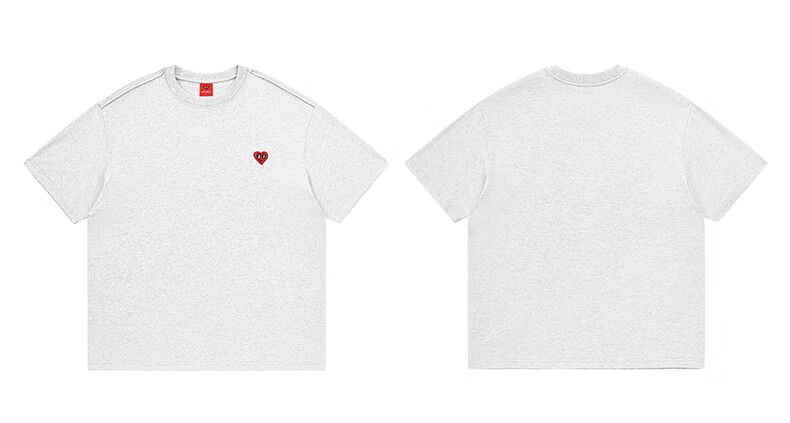 Chaersitaoxin [Wu Lei's Choice] Short-Sleeve T-Shirt for Men And Women, Summer New Style Pure Cotton Heavyweight Heart Embroidery, White, S 9
