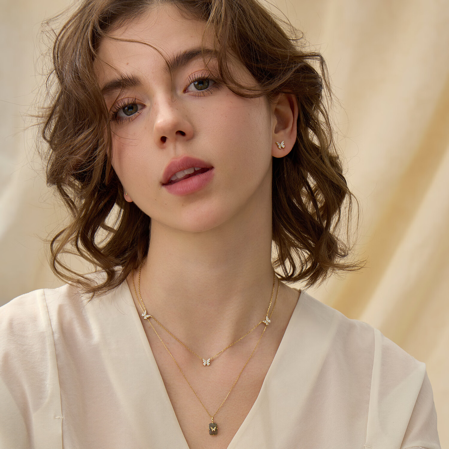 Arsis [Zhou Ke Yu Same Style] Silver Jewelry Lucky Symbol Star Butterfly Earrings, Women's Ear Studs And Hoops, Gift for Girlfriend