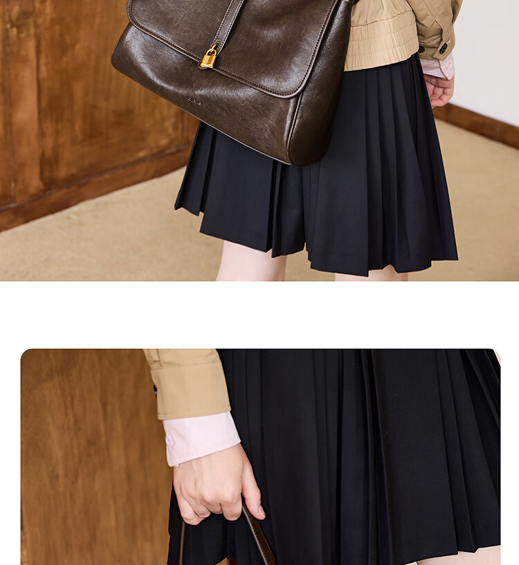 JONBAG Street-Style Flip-Top Briefcase Lock Shoulder Bag, Large Capacity, Fashionable Versatile Commuter Birthday Gift for Wife 7
