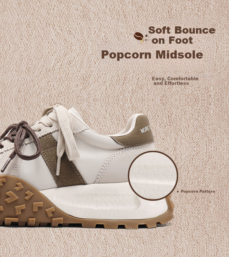 SENDA New Forrest Gump Shoes for Women, Non-Slip Thick Sole Height-Increasing Training Shoes, Casual Shoes, Women's Sneakers, Hawthorn Milkshake Color, Size 37 4