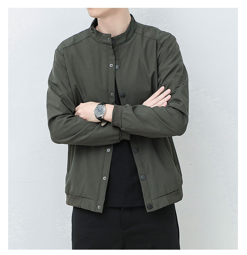 Jeanswest Men's Outdoor Sports Jacket Spring Autumn Casual Versatile Retro Outdoor Stand Collar Loose Trendy Cardigan Black XL 10