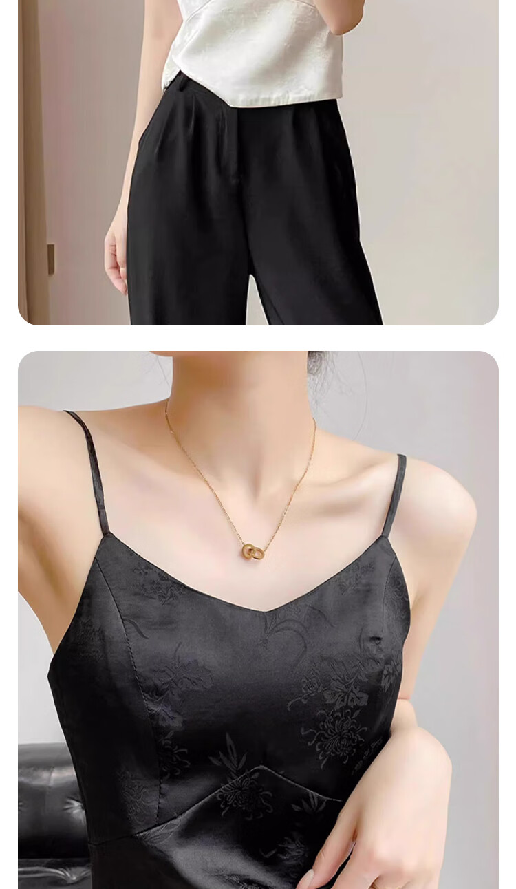 GUJIN Faux Silk Camisole for Women with Built-In Bra Pads, Jacquard Pattern, New Chinese Style Top, Inner Wear, Outer Wear Vest, Women's Blazer Inner Layer 8