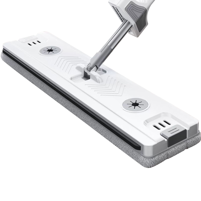 Yagao Flat Mop 42CM with 2 Cloths, No Hand Washing Required, Large Size with Squeegee Strip, Cleaning Agent Floor Mop Cloth