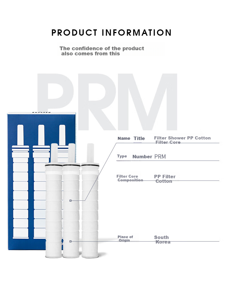 Aroma Sense Korean Imported Shower Head Filter Cartridge, Water Purification Micro-Fiber Filter Cotton, 6-Pack AS-PRM 8