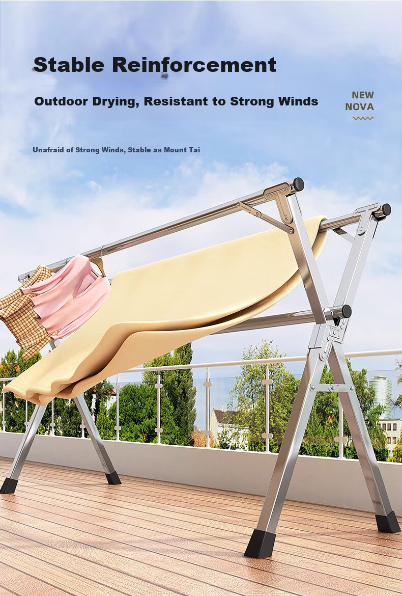 Jingjiayi Foldable Clothes Drying Rack, Freestanding Laundry Hanger for Indoor And Outdoor Balcony, Quilt Drying Stand, Home Use, No Installation Required 2