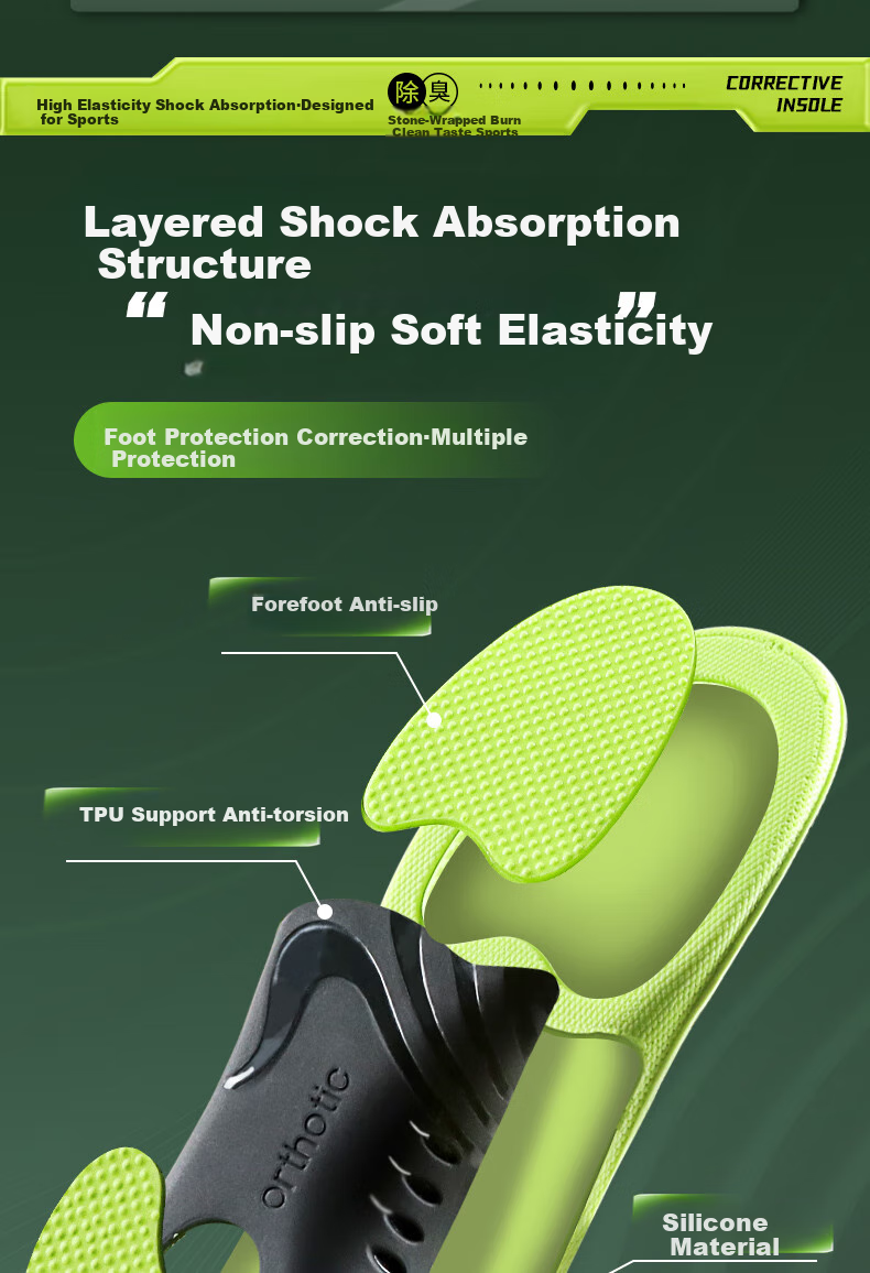 BUYUN Arch Support Insoles for Sports Shoes, Thick High-Elastic Shock-Absorbing Cushioning for Men's Feet 5