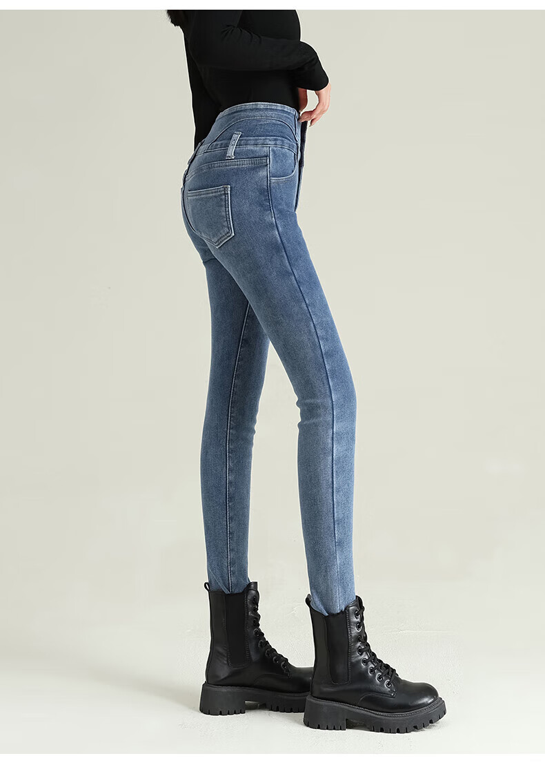 Pierre Cardin Women's Jeans, Winter Season, Height-Increasing, Slimming, Casual, Fashionable, Hot Girl, Tight-Fitting, Pencil-Leg, Elastic Pants, Black, Size 31 8