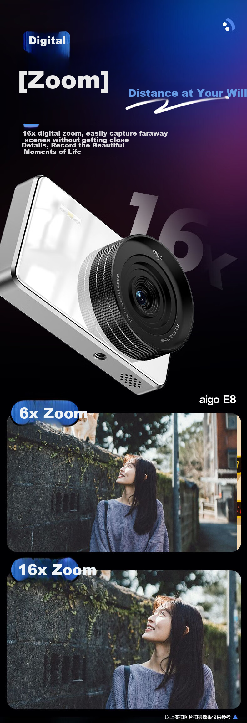 Aigo E8 Student Digital Camera, Touchscreen Compact Camera, Metal Body, Campus High-Definition Travel Alternative Ccd, Front And Rear Dual Cameras for Selfies, 64GB White 4