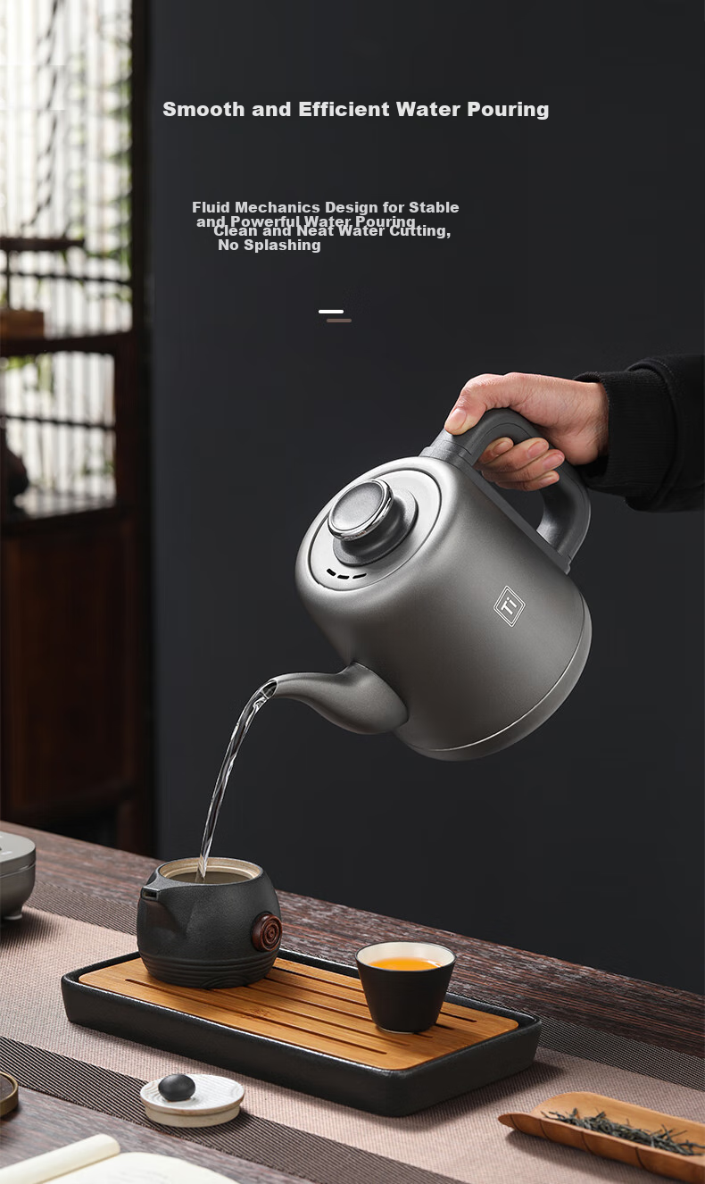 FUNORK Pure Titanium Fully Automatic Electric Kettle with Water Inlet, Tea Table Kettle, Specialized All-In Tea Table And Coffee Table for Brewing Tea, Electric Tea Stove RY-D4 9