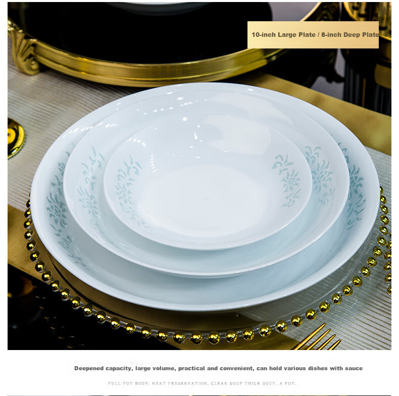 Yunzhihe Jingdezhen New Exquisite High-End Porcelain Dinnerware Set Complete Plates and Bowls Wedding Housewarming Gift 11