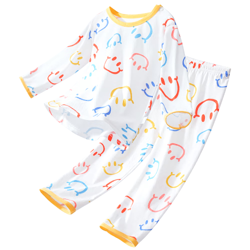 DEESHA [100% Cotton] Children's Pajamas, Girls' Spring And Summer Thin Pure Cotton Loungewear, Long-Sleeve Air Conditioning Suit Set