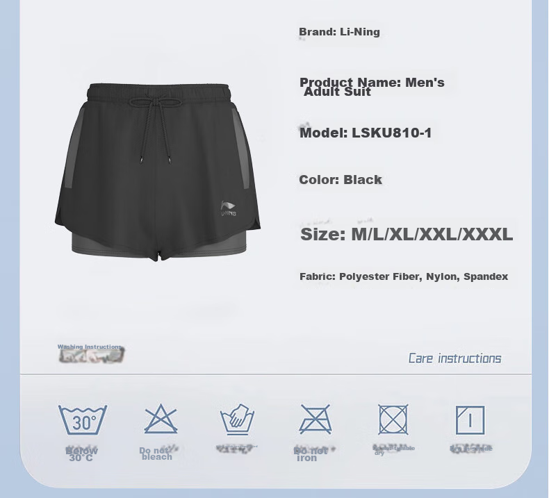 LI-NING Men's Anti-Embarrassment Double-Layer Boxer Swim Trunks Beach Shorts Swimming Goggles Swim Cap Swimming Set for Myopia 600 Degrees M 12