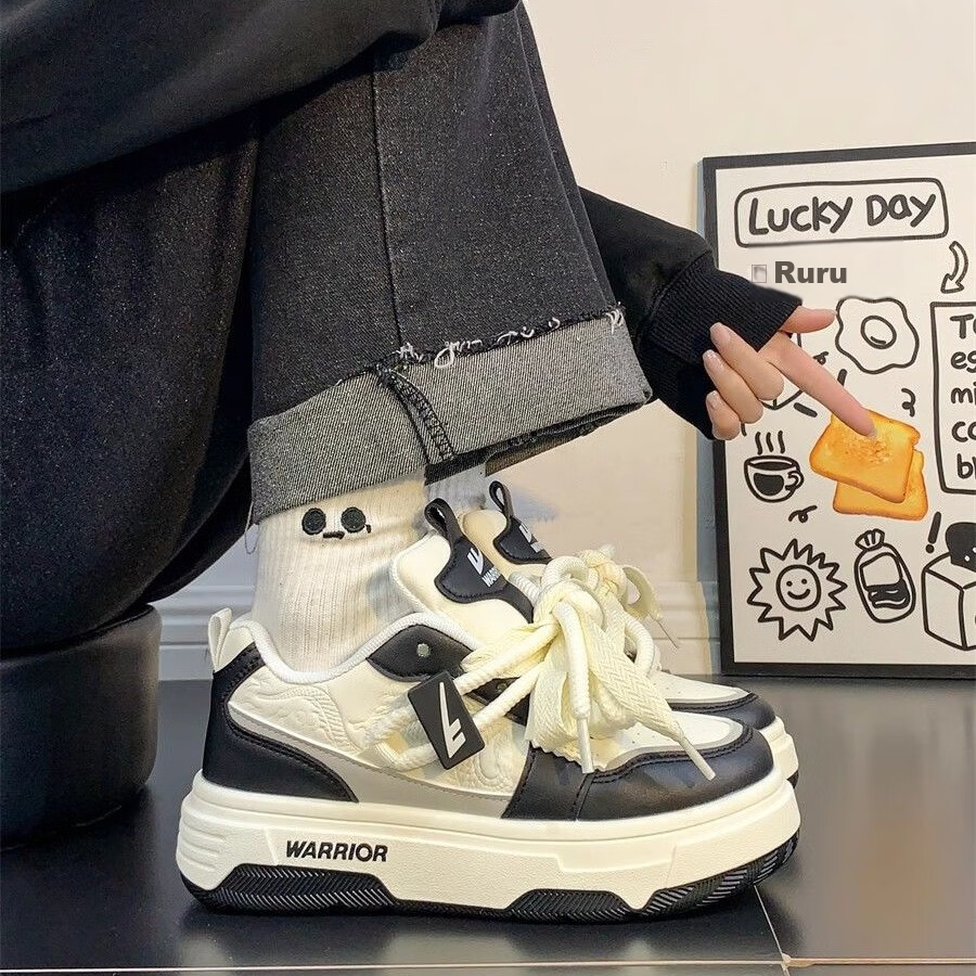 Huili Spring New Women's Shoes, Thick-Soled Sneakers, Fashionable Versatile Footwear J575Z White/black 35