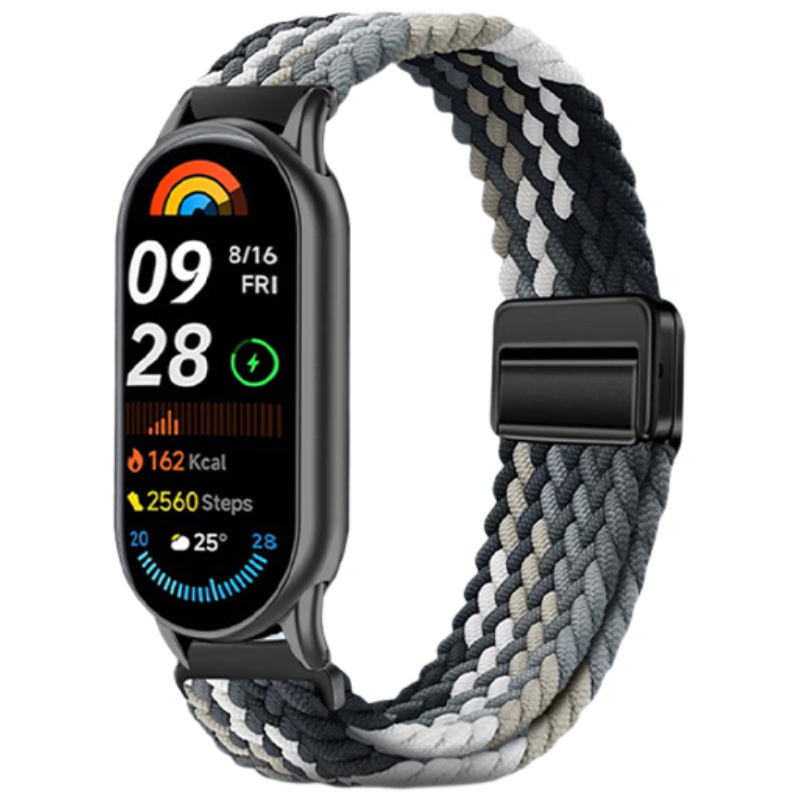 CHENSONG Compatible Nylon Braided Watch Strap for Xiaomi Band 11/8/9/10 NFC Edition, Sports Wristband for Men And Women, Breathable Loop Replacement Strap in Black And Chocolate Color