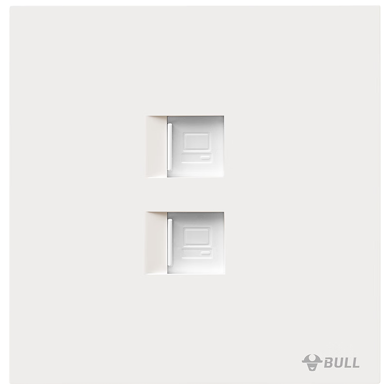 BULL G57 Butterfly Ultra-Thin Skin-Feel Switch 2-Gang Computer Cat6 Socket G57T222 Beige White
